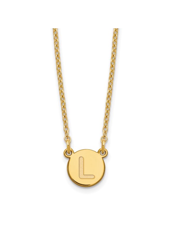 Sterling Silver Gold-plated Tiny Circle Block Letter L Initial Necklace