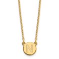thumbnail image 1 of Sterling Silver Gold-plated Tiny Circle Block Letter N Initial Necklace, 1 of 3