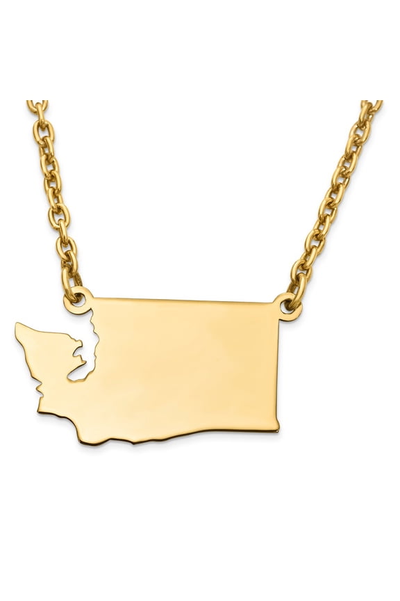 Sterling Silver/Gold-plated Washington State Necklace QXNA706GP-WA
