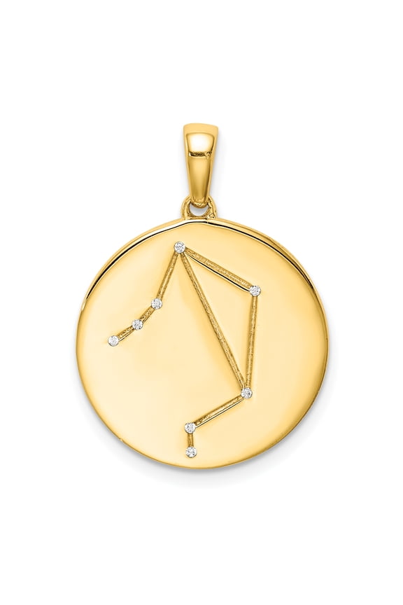 Sterling Silver Gold-plated and Cubic Zirconia Libra Zodiac Pendant