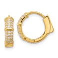 thumbnail image 1 of Sterling Silver Gold-tone 4mm CZ Hinged Huggie Hoop Earrings, 1 of 3