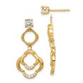thumbnail image 1 of Sterling Silver Gold-tone 4mm Round Cubic Zirconia with Chandelier Earrings Jackets, 1 of 3