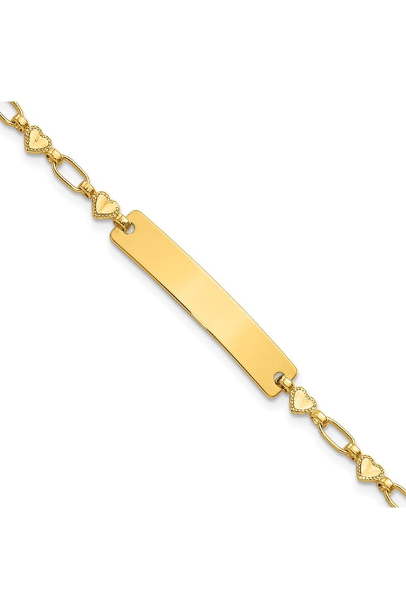 Sterling Silver Gold-tone 6.5 inch Hearts Children's ID Bracelet