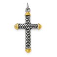 thumbnail image 1 of Sterling Silver Gold-tone Blk Rhod Criss Cross Design Cross Pendant - Measures 34.2x21.9mm Wide, 1 of 2