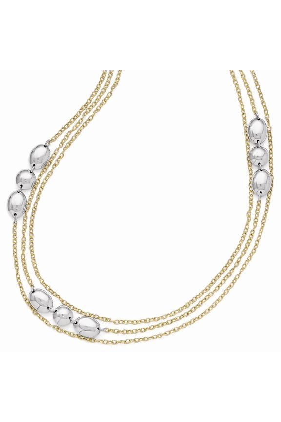 Sterling Silver Gold-tone Flash 24k-Flashed Polished Necklace - 30 Inch - Measures 14mm Wide