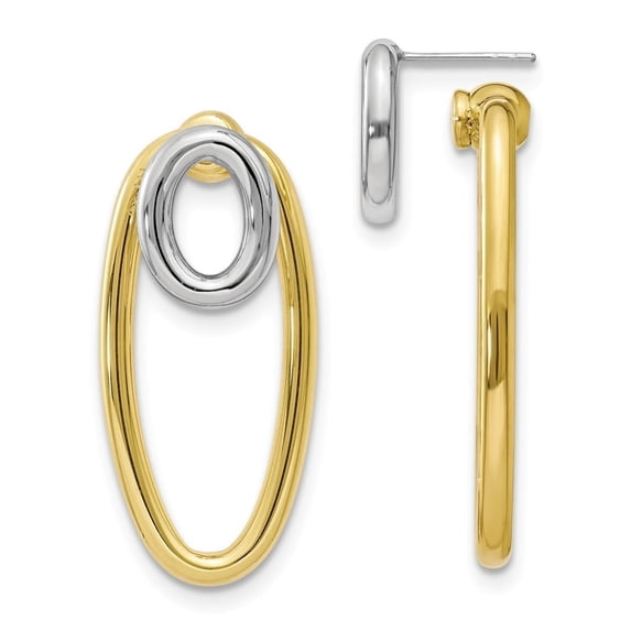 Sterling Silver & Gold-tone Front & Back Oval Post Earrings