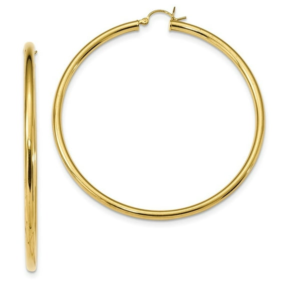 Sterling Silver Gold-tone Polished Hoop Earrings - 9.4 Grams - Measures 67.6x64.6mm Wide 2.5mm Thick