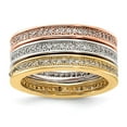 thumbnail image 1 of Sterling Silver Gold-tone & Rose-tone Vermeil Trio Stackable Ring Set, 1 of 4