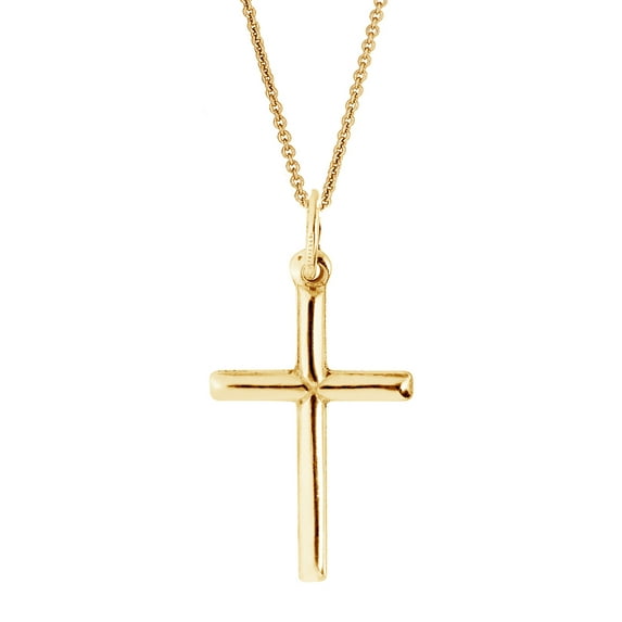 Sterling Silver Gold-tone Small Italian Cross Charm Pendant Necklace 18x30 Mm