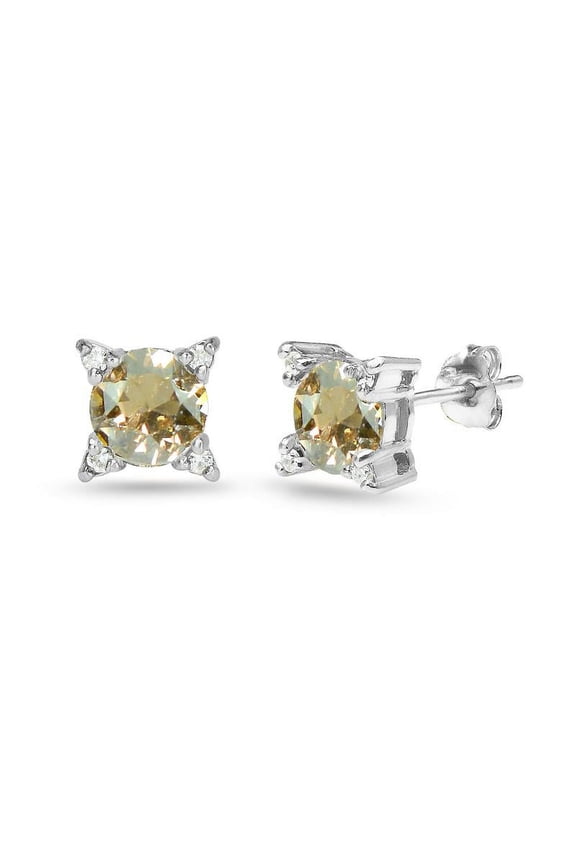 Golden Shadow Studded Solitaire Stud Earrings Made with Swarovski Crystals