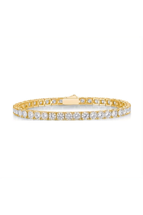 Sterling Silver Golden-plated Moissanite Tennis Bracelet for Men Women Couple Hot Sale Luxury Fashion Valentine's Day Mother's Day Wedding Anniversary Birthday Gift With