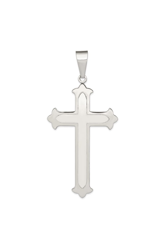 Sterling Silver Gothic Flared Cross Pendant Necklace for Men and Women with Mirror Polished Finish Religious Jewelry for Faith and Style