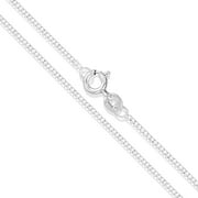 SAC SILVER Sterling Silver Gourmette Curb Chain 1mm 925 Italy Cuban Link Necklace 18" Jewelry Female Unisex