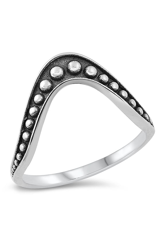Sterling Silver Graduated Beads Design Bali Ring Size 9