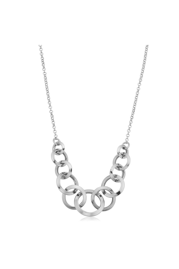 KoolJewelry Sterling Silver Graduated Circles Necklace (18 inch)