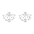 thumbnail image 1 of Sterling Silver Graduated Cultured Pearl Huggie Jacket Earrings, 1 of 5