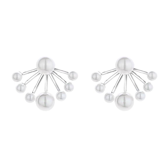Sterling Silver Graduated Cultured Pearl Huggie Jacket Earrings