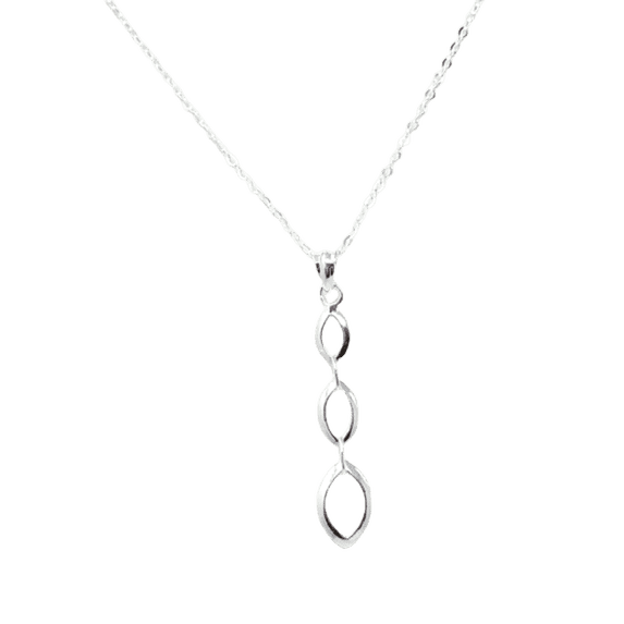 Sterling Silver Graduated Open Marquise Linked Necklace