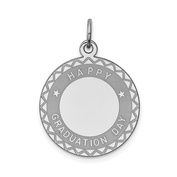Sterling Silver Graduation Pendant for Necklace or Bracelet, Round Medallion with Star Accents, Unisex Milestone Jewelry Charm, 925 Achievement Keepsake