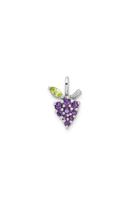 Sterling Silver Grape Cluster Pendant Necklace for Women with Amethyst and Peridot, Botanical Vine Jewelry Symbolizing Abundance and Nature, Fruit-Inspired Garden Style for Daily Wear
