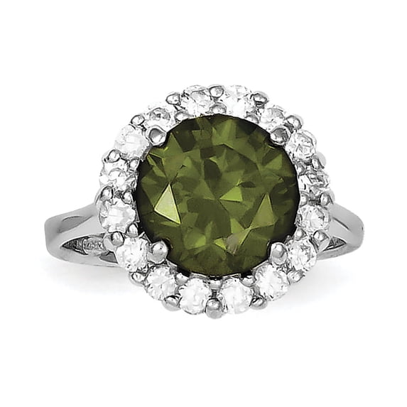 Sterling Silver Green & Clear CZ Ring