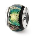 thumbnail image 1 of Sterling Silver Green Dichroic Glass Bead, 1 of 1