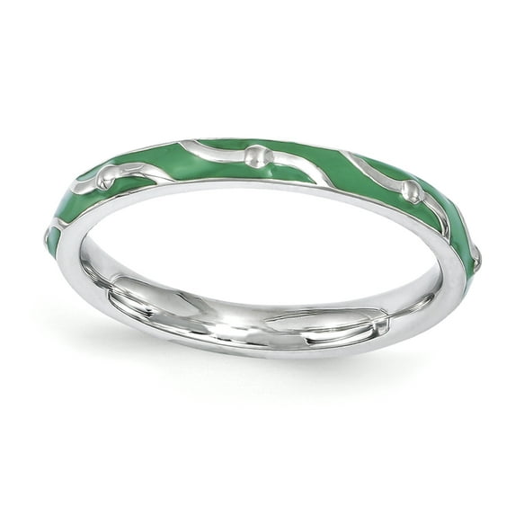 Sterling Silver Green Enamel Ring