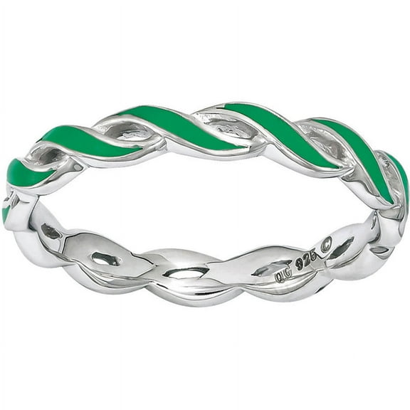 Sterling Silver Green Enamel Ring