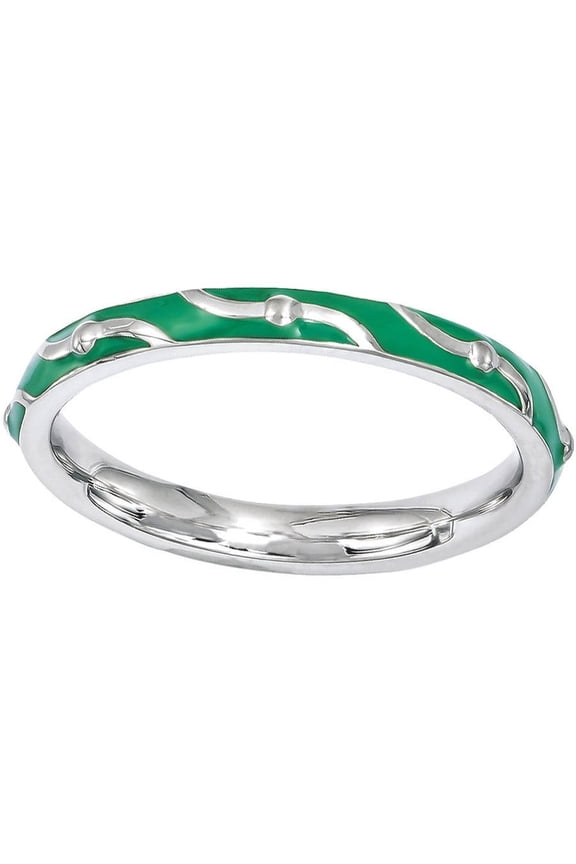 Sterling Silver Green Enamel Ring