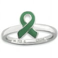 thumbnail image 1 of Sterling Silver Green Enameled Awareness Ribbon Ring, 1 of 6