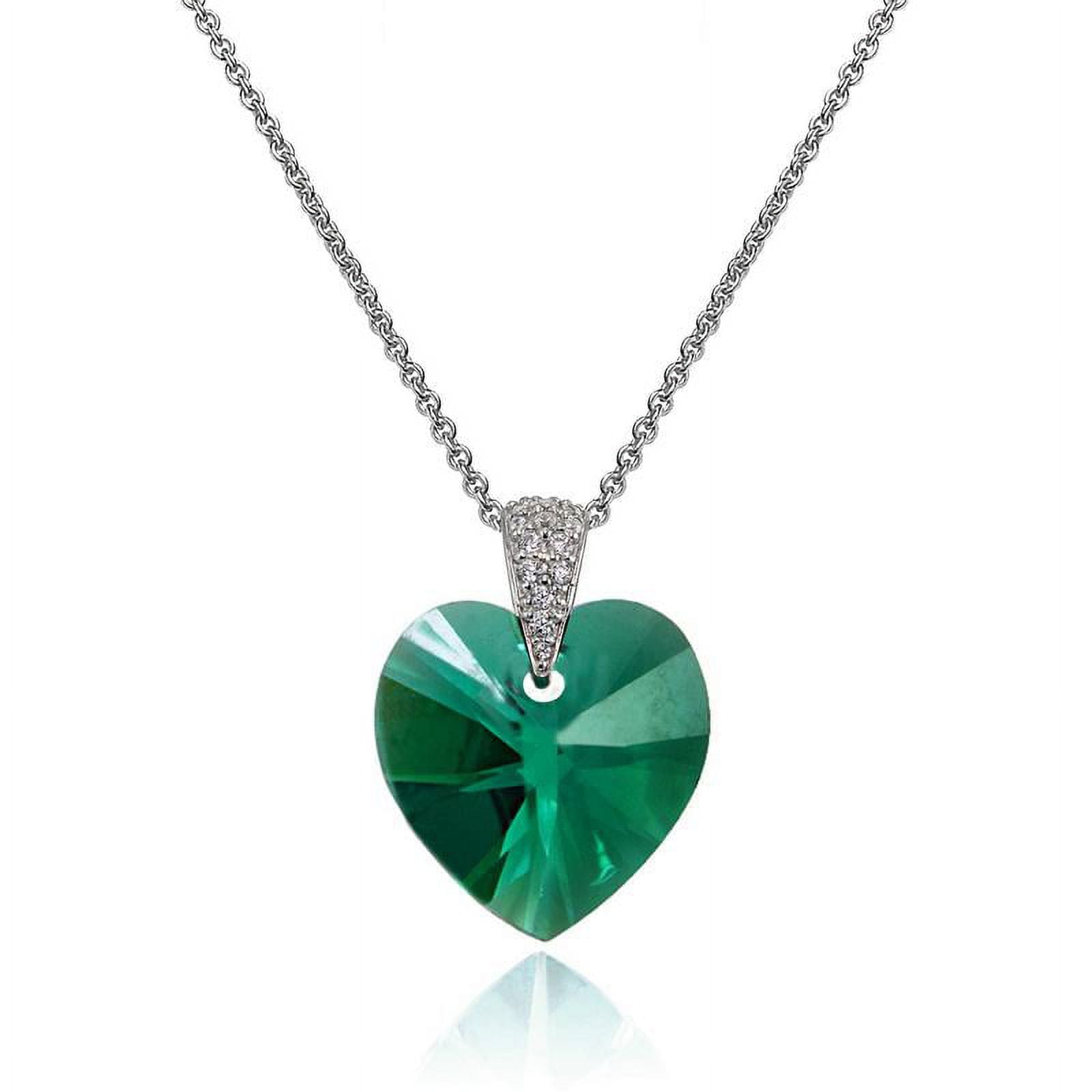 Green Heart Necklace Made with Swarovski(R) Crystals Sterling Silver Green Heart Necklace Made with Swarovski(R) Crystals Sterling Silver