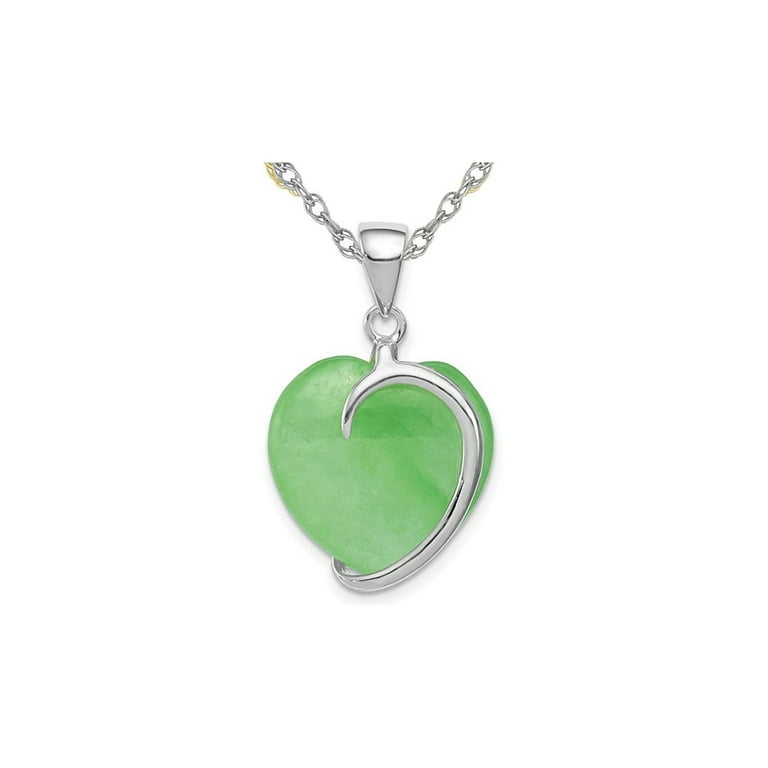 Sterling Silver Green Jade Heart Pendant Sterling Silver Green Jade Heart Pendant