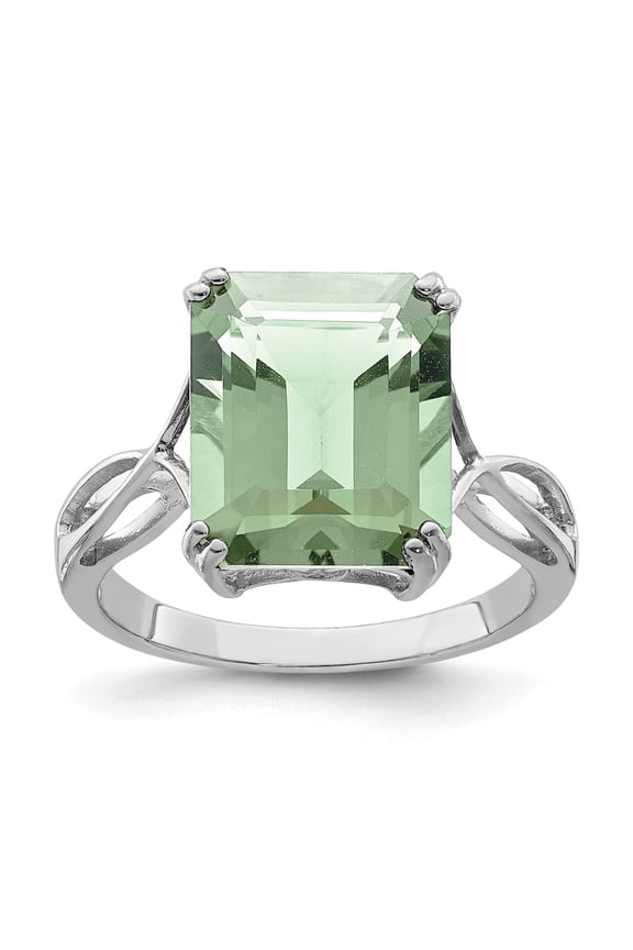 Sterling Silver Rhodium Green Quartz Ring QR2955AG