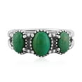 thumbnail image 1 of Sterling Silver Green Turquoise Gemstone 3-Stone Friendship Ring, Sizes 5 to 10, 1 of 7