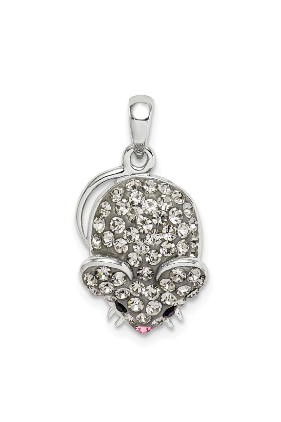 Sterling Silver Grey Preciosa Crystal Mouse Pendant