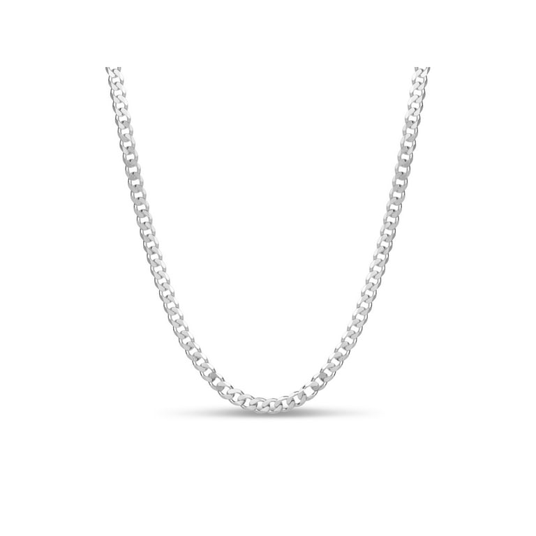 Sterling Silver Grometta Curb Chain Necklace 24 Inches Walmart