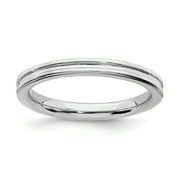 CARAT IN KARATS Sterling Silver Grooved Ring - Size 8