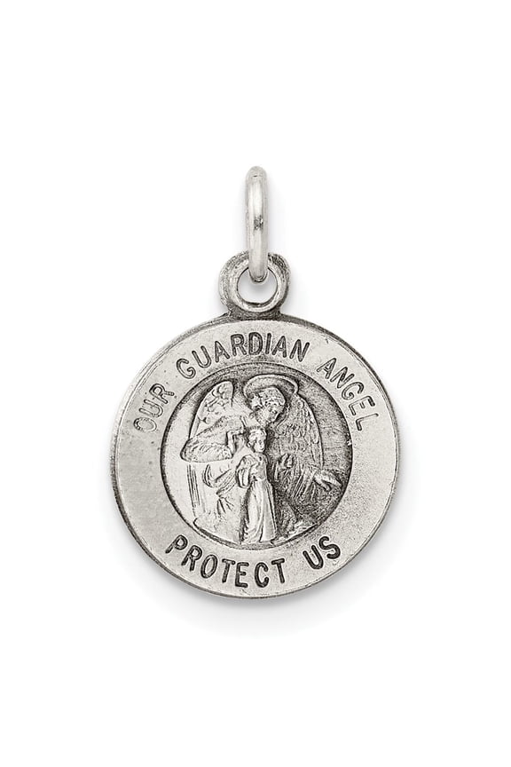 Sterling Silver Guardian Angel Necklace Pendant Charm Medal for Men and Women, Christian Catholic Religious Jewelry for Faith and Divine Protection
