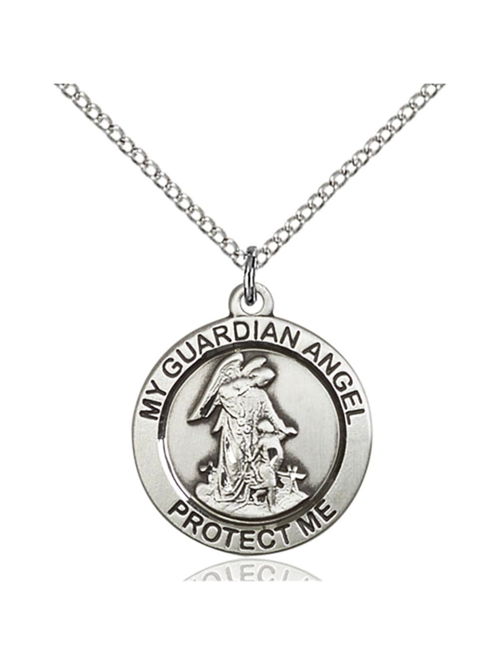 ybk❗️angel 3/4 Sterling Silver Guardian Angel Pendant 3/4 x 3/4 inches with