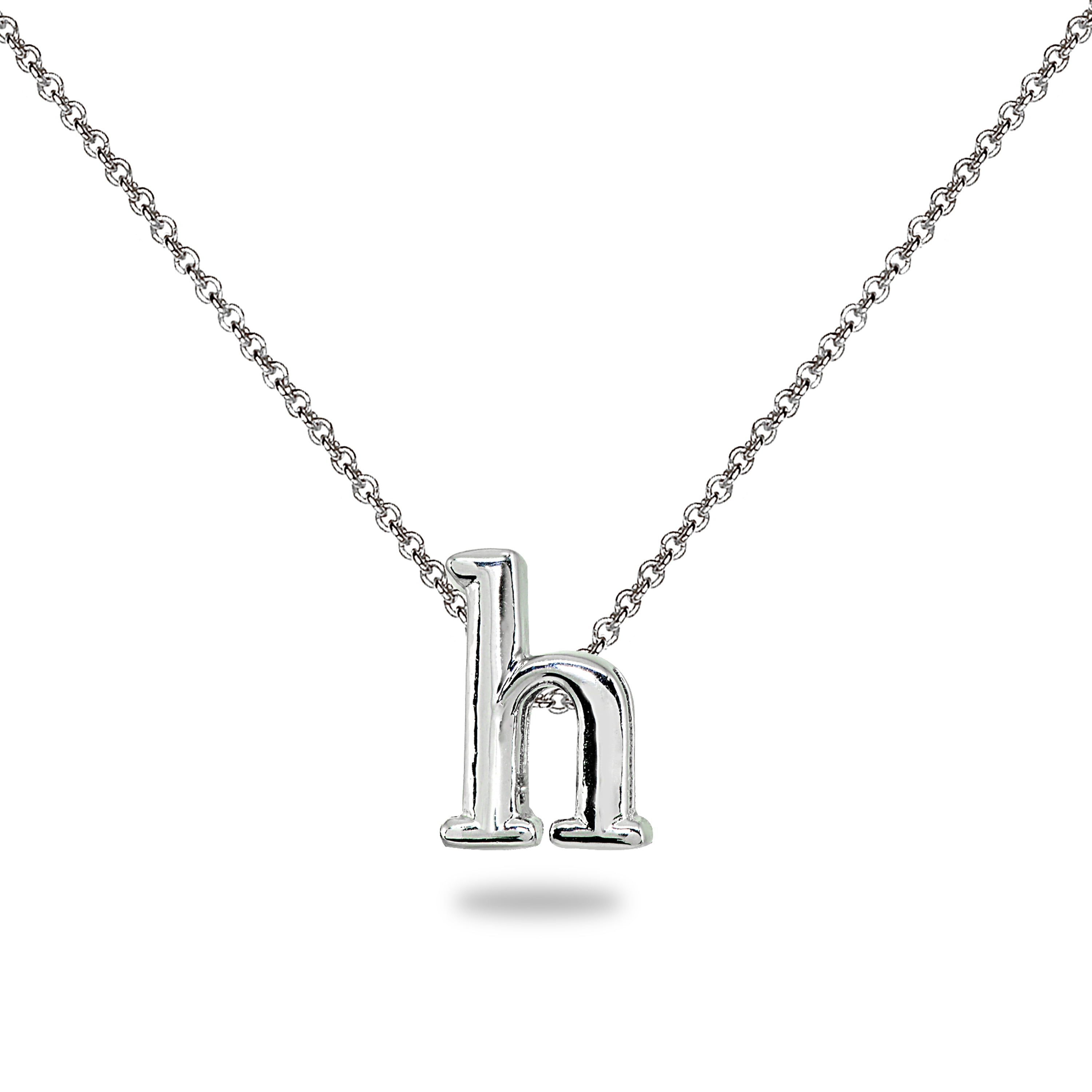 Sterling Silver H Letter Initial Alphabet 925 Silver Necklace, 15 inches with extender