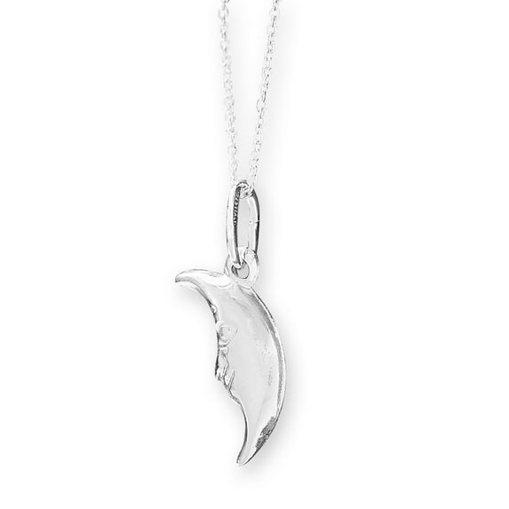 Sterling Silver Half Moon Face Pendant Necklace
