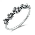 thumbnail image 1 of Sterling Silver Half Way Flower Band Ring Size 4, 1 of 3