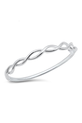 Sterling Silver Half Way Twisted Band Ring Size 3