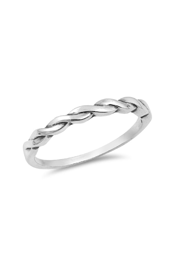 Sterling Silver Half Way Twisted Band Ring