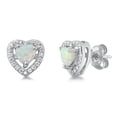 thumbnail image 1 of Sterling Silver Halo Heart Eternity Forever Love Earrings White Simulated Opal 925 Jewelry Female, 1 of 3