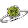thumbnail image 1 of Sterling Silver Halo-Style Peridot & .01 ct tw Diamond Ring - Size 7, 1 of 4