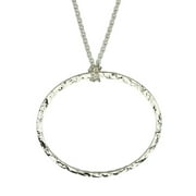 JOYFUL CREATIONS Sterling Silver Hammered Circle Pendant Cable Chain Necklace, 20"
