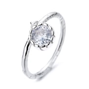 Sterling Silver Hammered Drop Simulated Diamonds Ring
