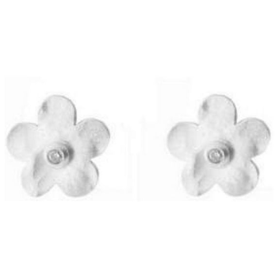 Sterling Silver Hammered Flower Studs Earrings, 10mm