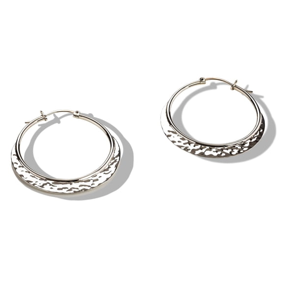 Sterling Silver Hammered Hoop Earrings